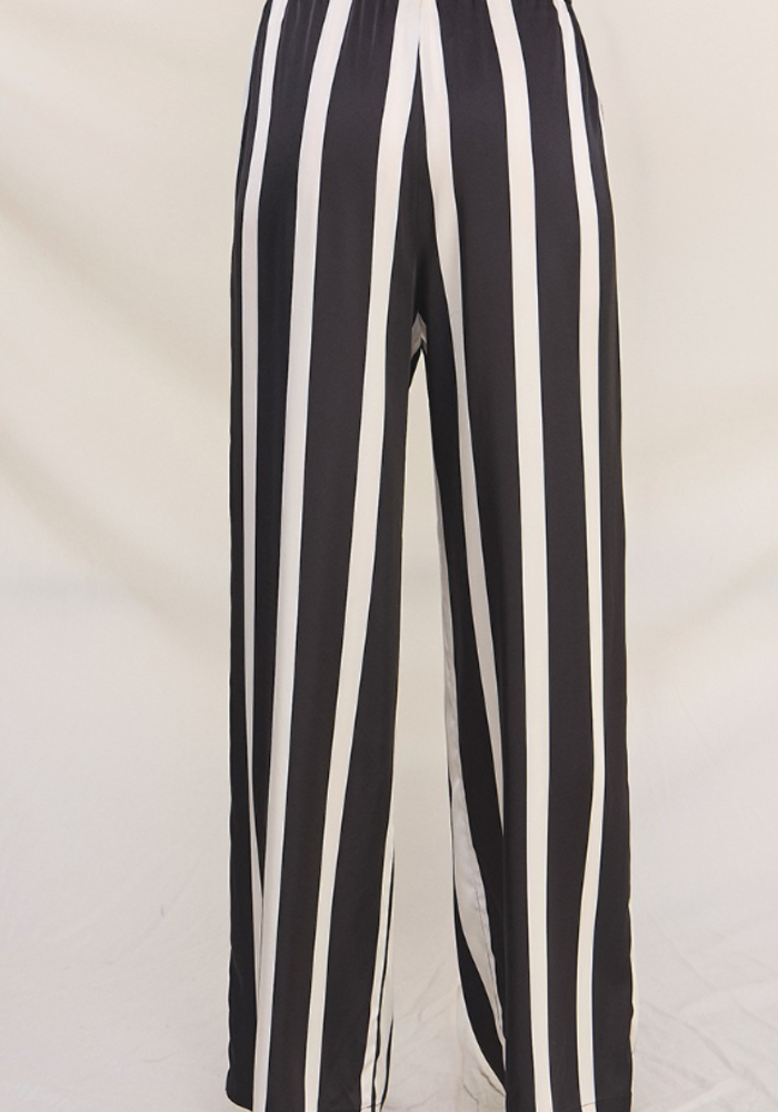 The Dalett Drawstring Pants Black Stripe