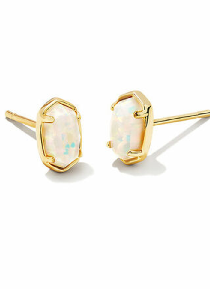 Grayson Gold Stud Earrings in White Crystal