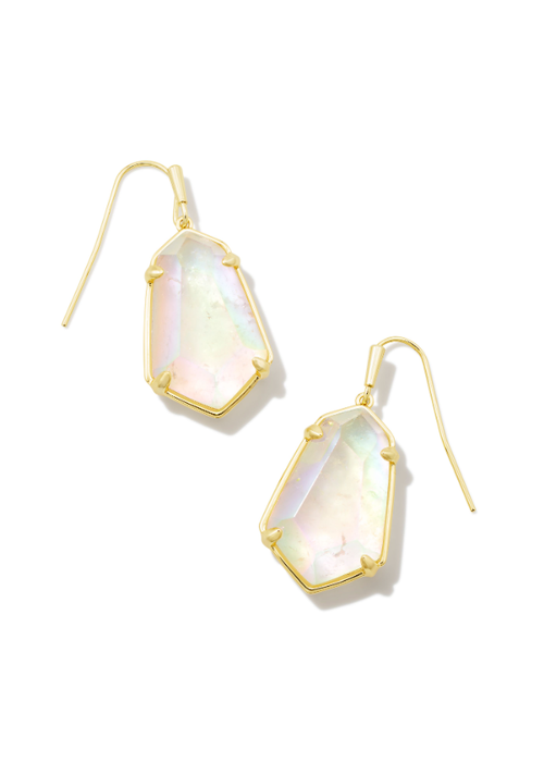 Kendra Scott The Alexandria Gold Drop Earring in Iridescent Clear Rock Crystal