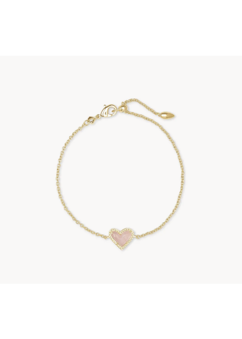 Kendra Scott The Ari Heart Gold Chain Bracelet in Rose Quartz