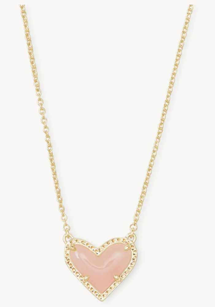 Ari Heart Rose Gold Pendant Necklace in Pink Drusy
