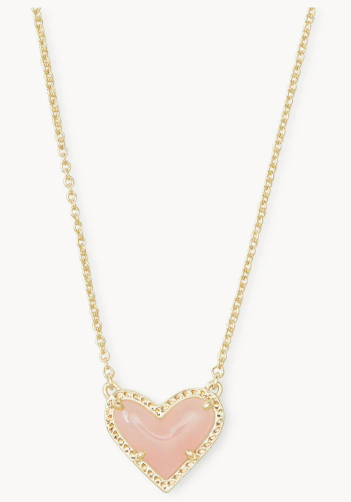 Ari Heart Rose Gold Pendant Necklace in Light Pink Drusy