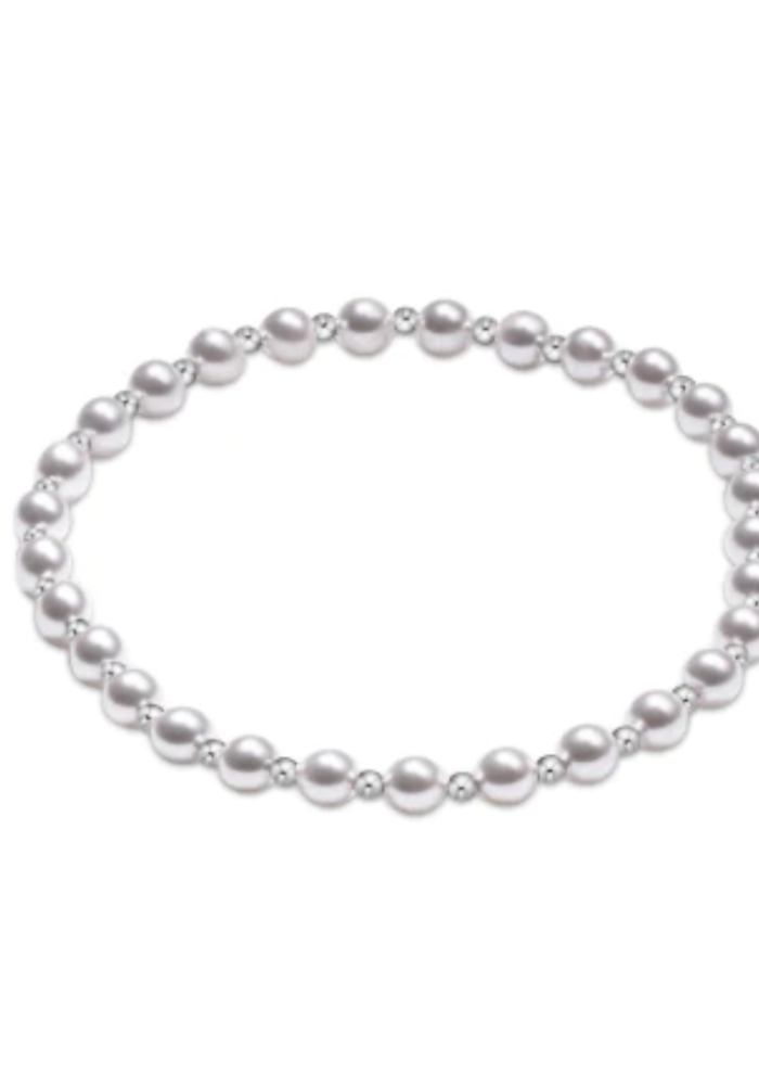 Classic Grateful Pattern Sterling 4mm Bead Bracelet Pearl