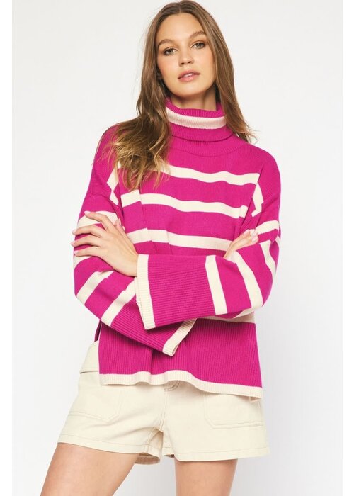 The Robbie Pink Striped Sweater