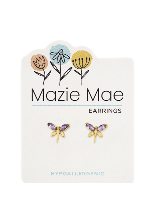 Mazie Mae Gold Violet Dragonfly Earrings