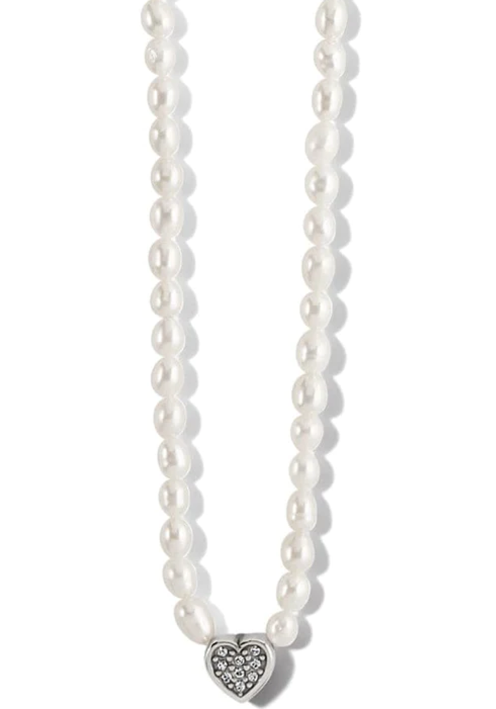 Whisper of Heart Pearl Necklace with Crystal Bow and Faceted Heart Pen –  I'MMANY London