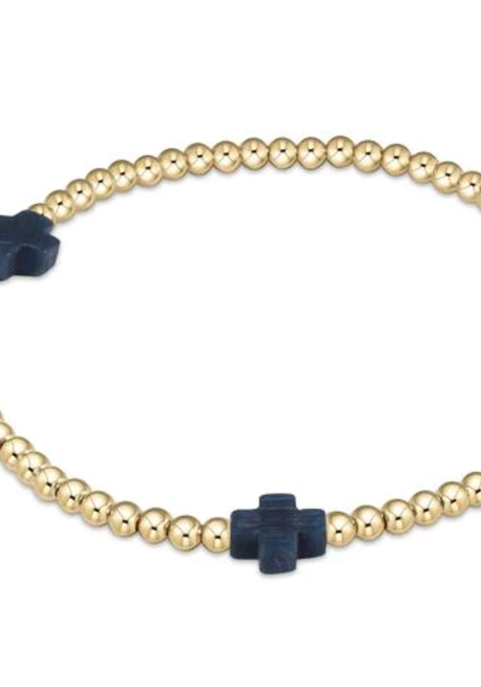 Enewton Signature Cross Gold Pattern 3mm Bead Bracelet
