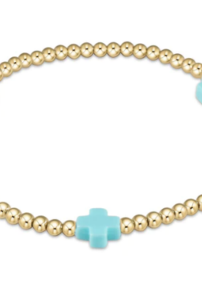 Signature Cross Gold Pattern 3mm Bead Bracelet