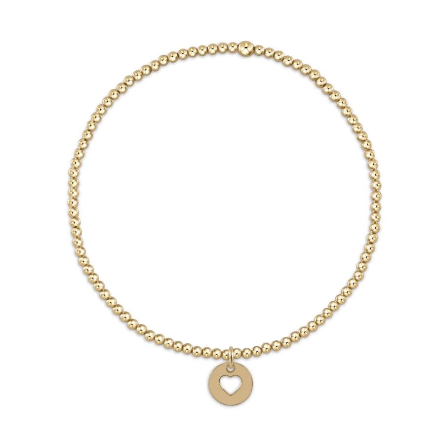 Classic Gold 2mm Bead Bracelet - Love Small Gold Charm