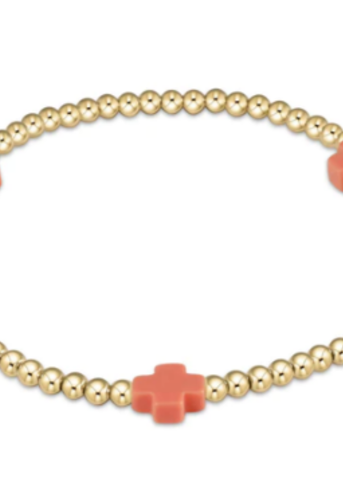 Signature Cross Gold Pattern 2mm Bead Bracelet