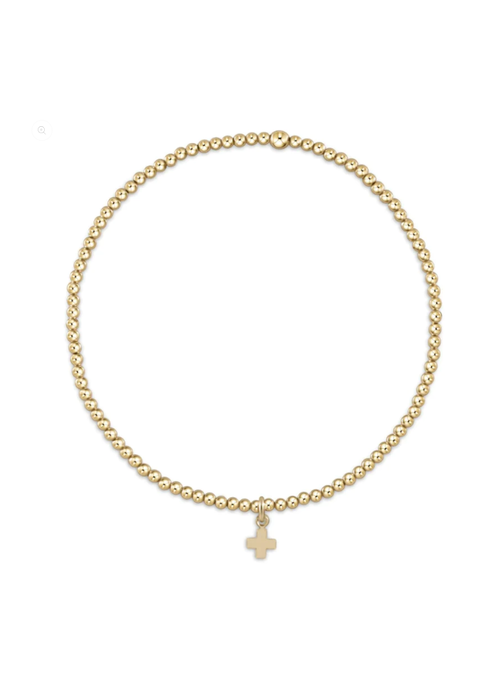 Enewton Egirl Classic Gold 2mm Bead Bracelet Signature Cross Small Gold Charm