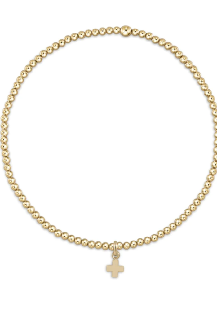 Egirl Classic Gold 2mm Bead Bracelet Signature Cross Small Gold Charm