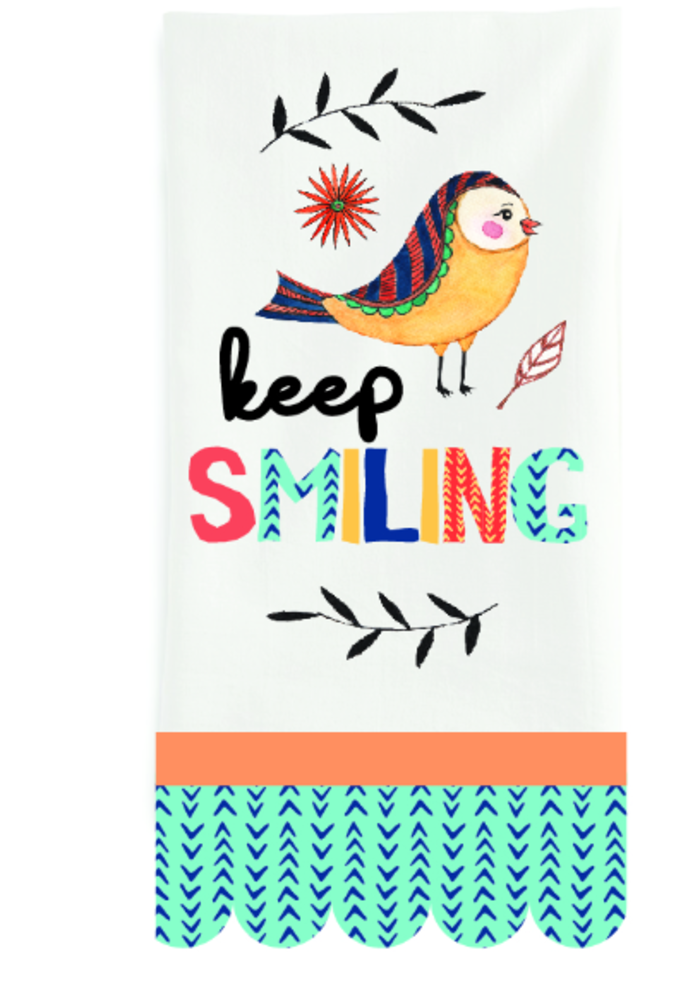 Keep Smiling Bird Tea Towel