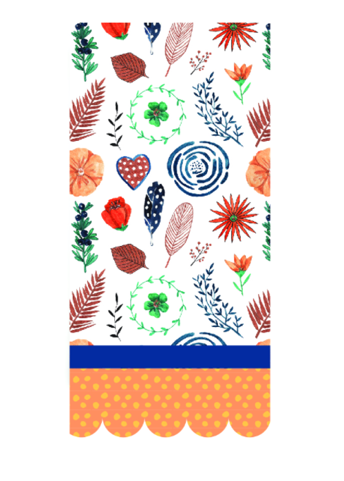 Bright Feather/Floral Tea Towel