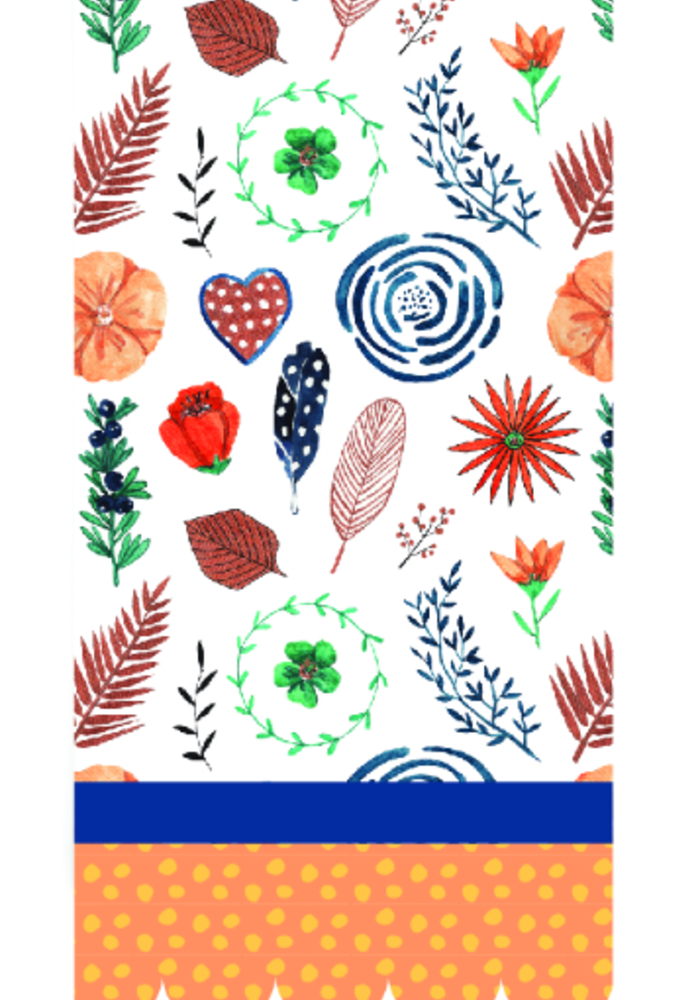 Bright Feather/Floral Tea Towel