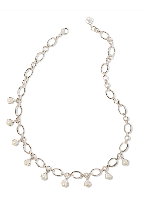 Kendra Scott The Ashton Silver Pearl Chain Necklace in White Pearl