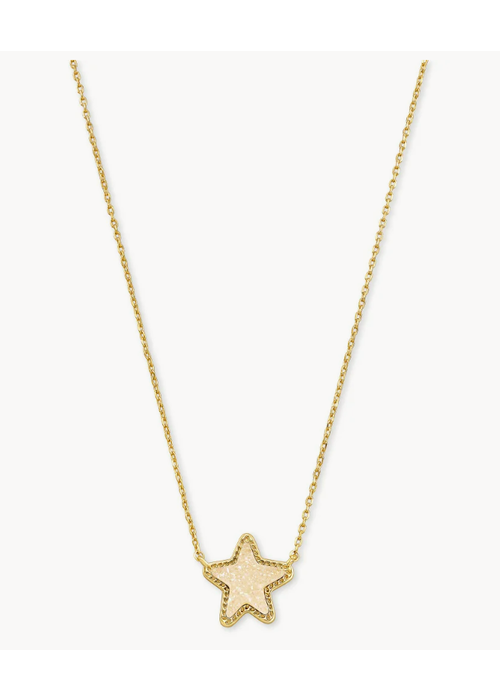 Kendra Scott The Jae Star Gold Pendant Necklace in Iridescent Drusy