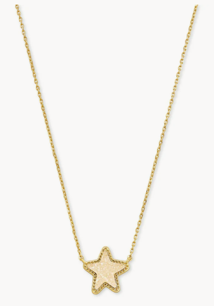 The Jae Star Gold Pendant Necklace in Iridescent Drusy