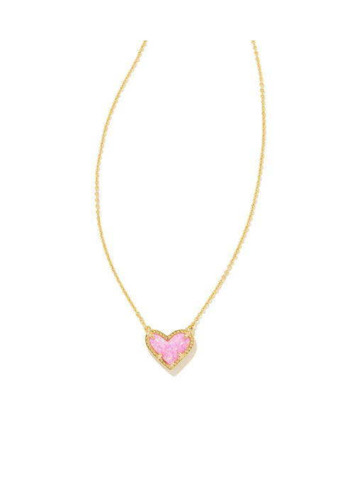 Kendra Scott The Ari Heart Gold Pendant Necklace in Bubblegum Pink