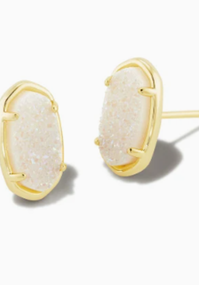 The Grayson Gold Stud Earrings in Iridescent Drusy