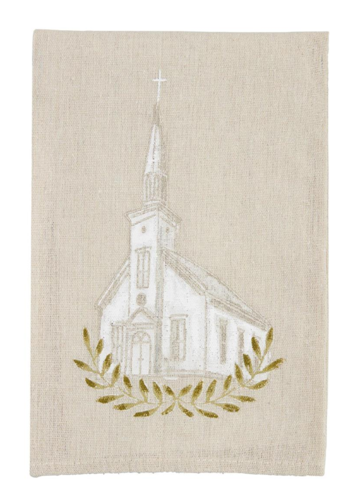 Painted Church Gold Embossed Ivy Tea Towel