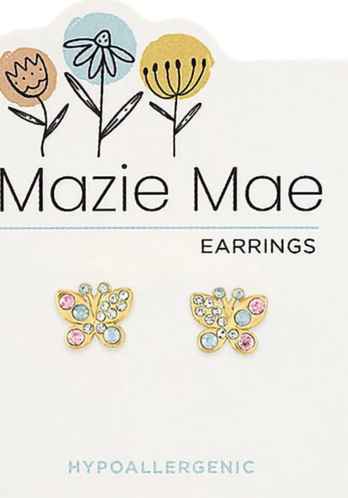 Mazie Mae Opal Vintage Rose Butterfly Stud Earrings