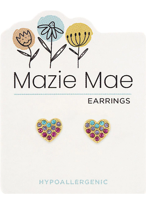 Mazie Mae Multicolor Crystal Hearts Earrings