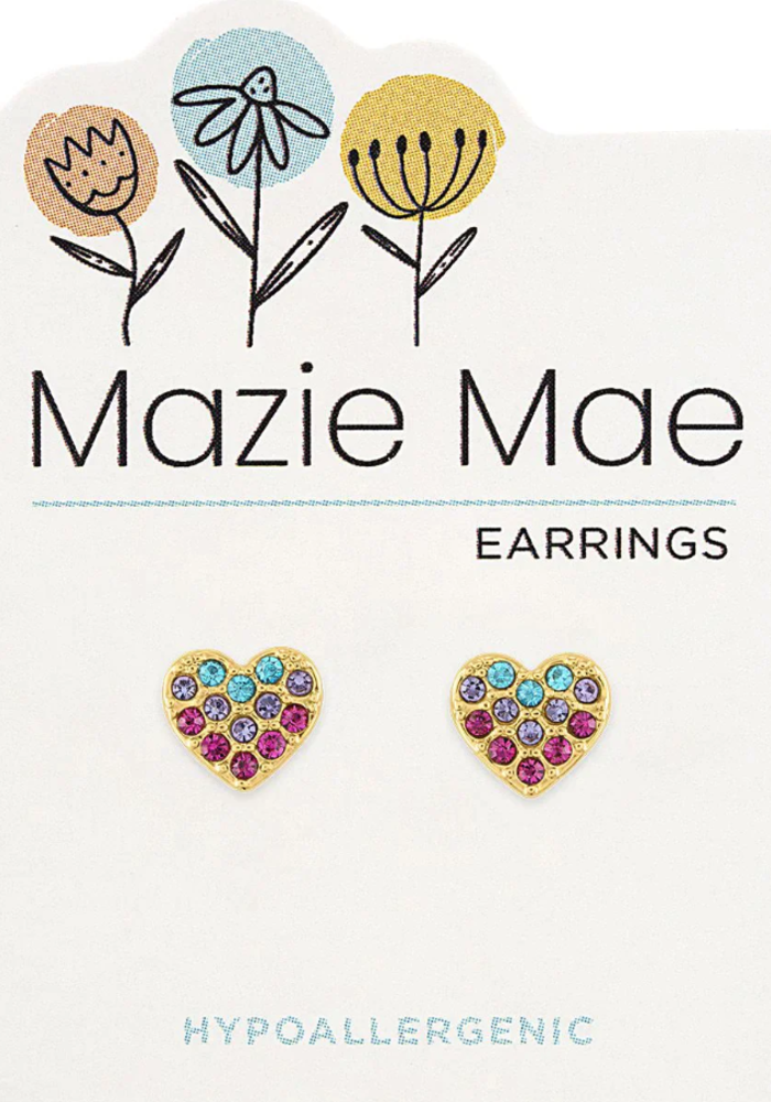 Mazie Mae Multicolor Crystal Hearts Earrings