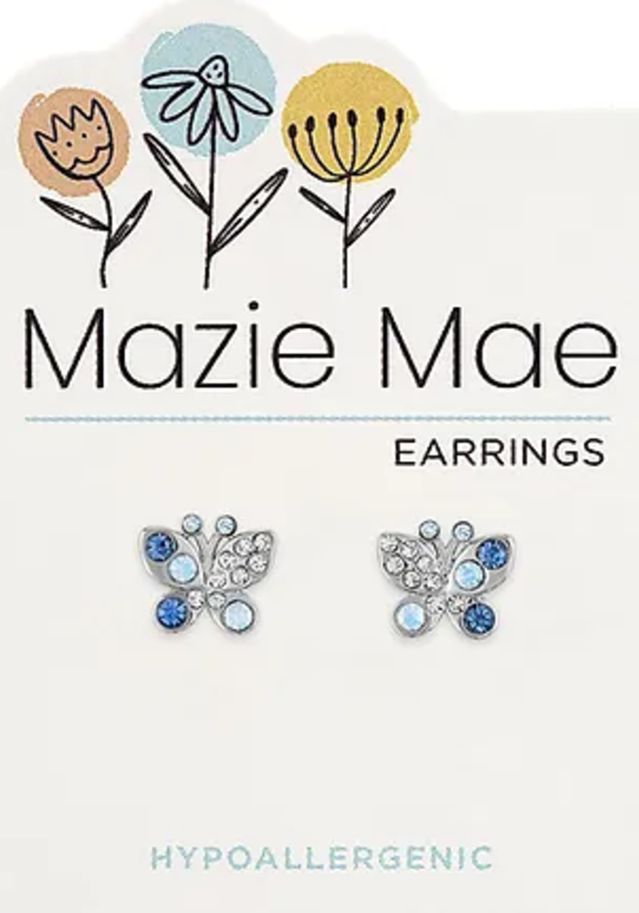 Mazie Mae Silver Opal + Aquamarine Butterfly Stud