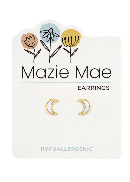 Mazie Mae Mother of Pearl Moon Stud Earrings