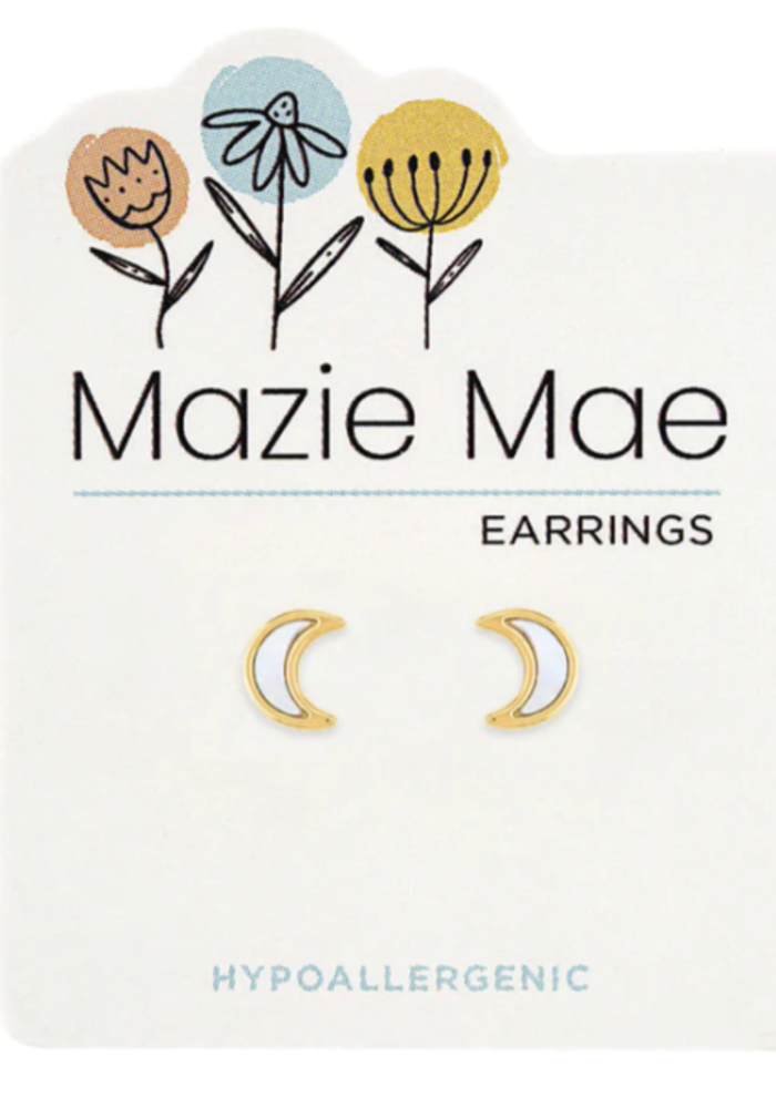 Mazie Mae Mother of Pearl Moon Stud Earrings