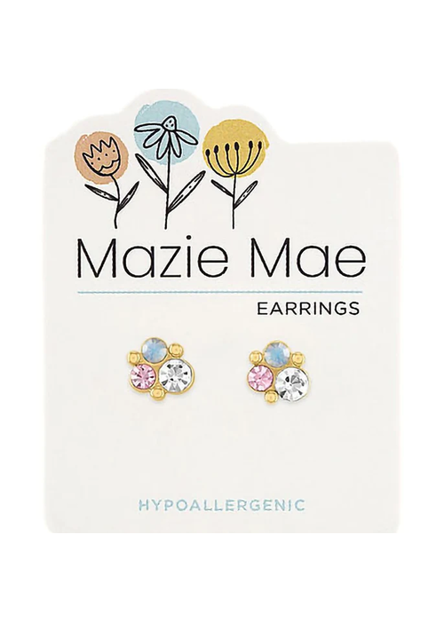 Mazie Mae Gold White Opal + Vintage Rose Cluster Earrings