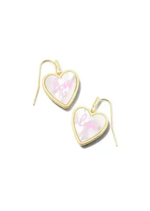 Kendra Scott Gold Plated Ivory Mother of Pearl Heart Drop Earrings