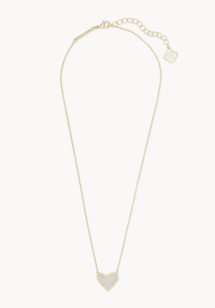 The Ari Heart Gold Pendant Necklace in Iridescent Drusy