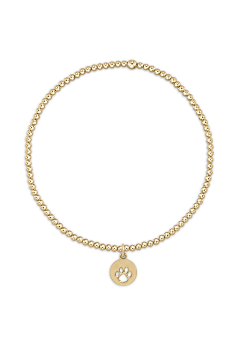 Classic Gold 2mm Bead Bracelet - Love Small Gold Charm