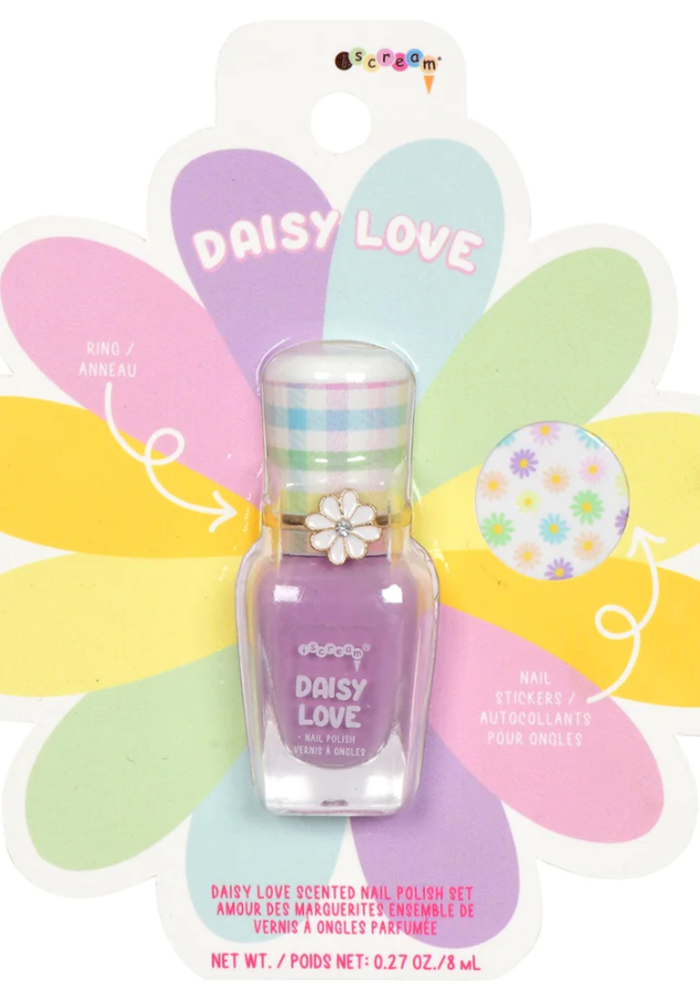 Daisy Nail Polish + Ring Set with Stickers
