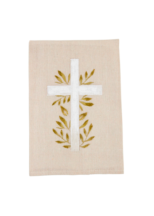 Leafy Painted Cross Tea Towel