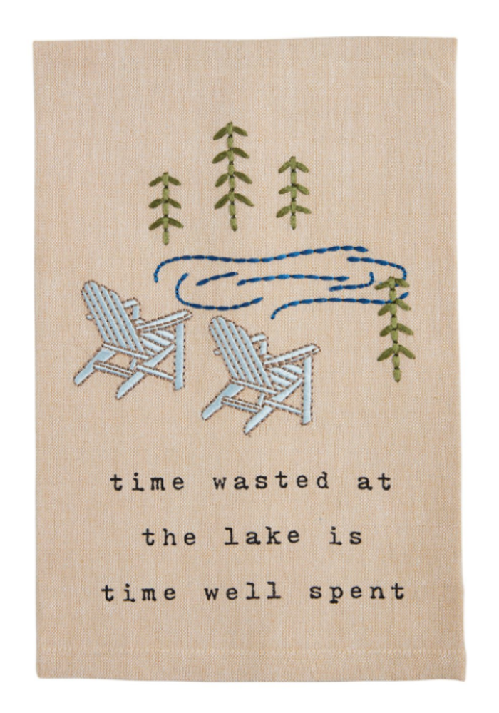 Time Wasted Embroidery Lake Towel