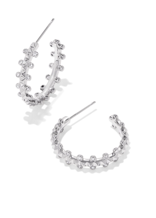 Kendra Scott The Jada Small Hoop Earrings in White Crystal