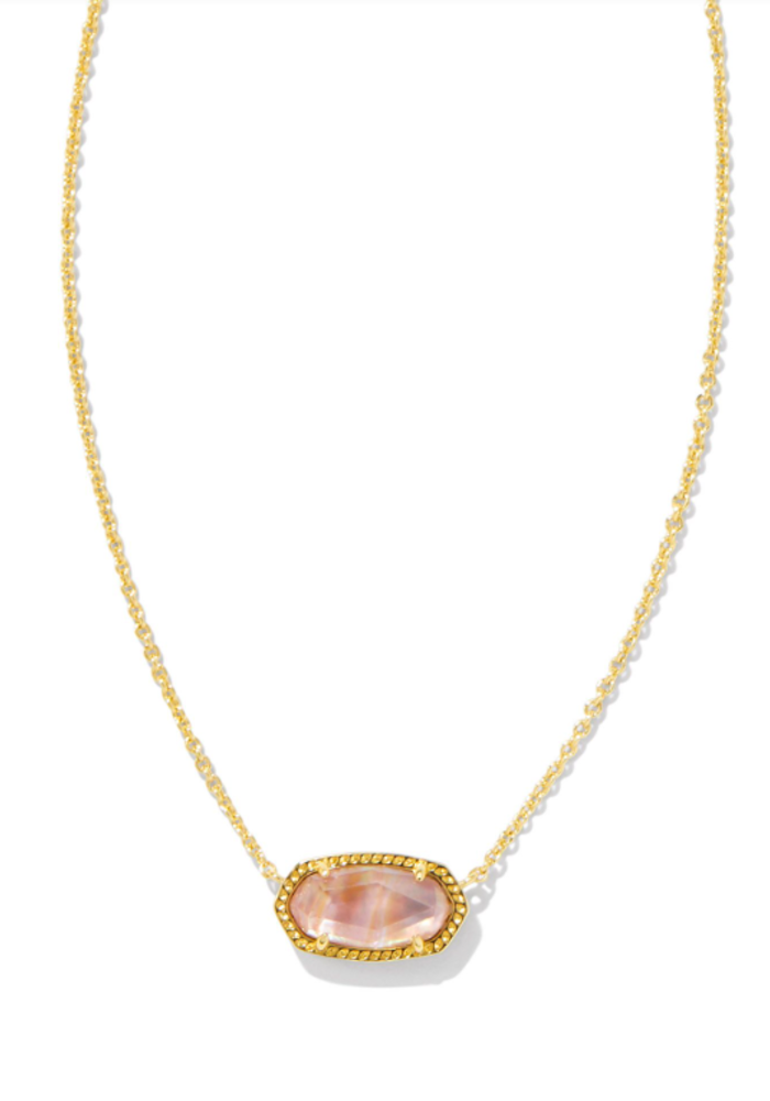 The Elisa Gold Necklace in Light Pink Iridescent Abalone