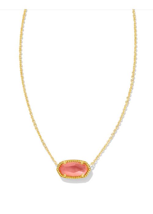 Kendra Scott The Elisa Gold Necklace in Coral Pink Mother of Pearl