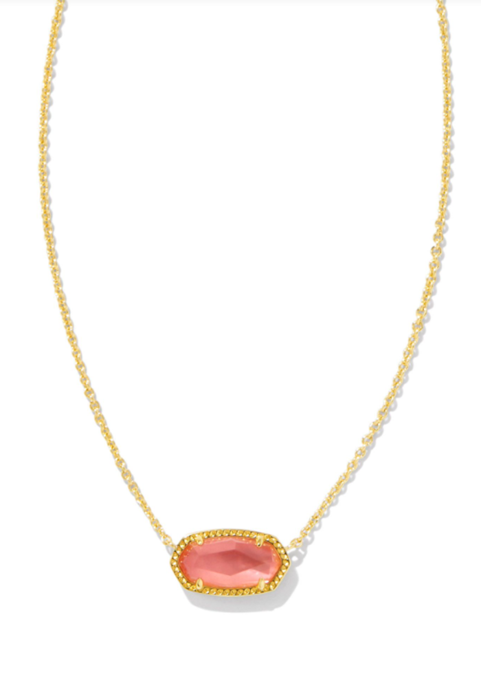 The Elisa Gold Necklace in Coral Pink Mother of Pearl