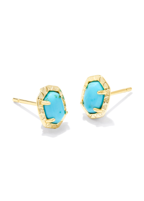 Kendra Scott The Daphne Gold Stud Earrings in Variegate Turquoise Magnesite