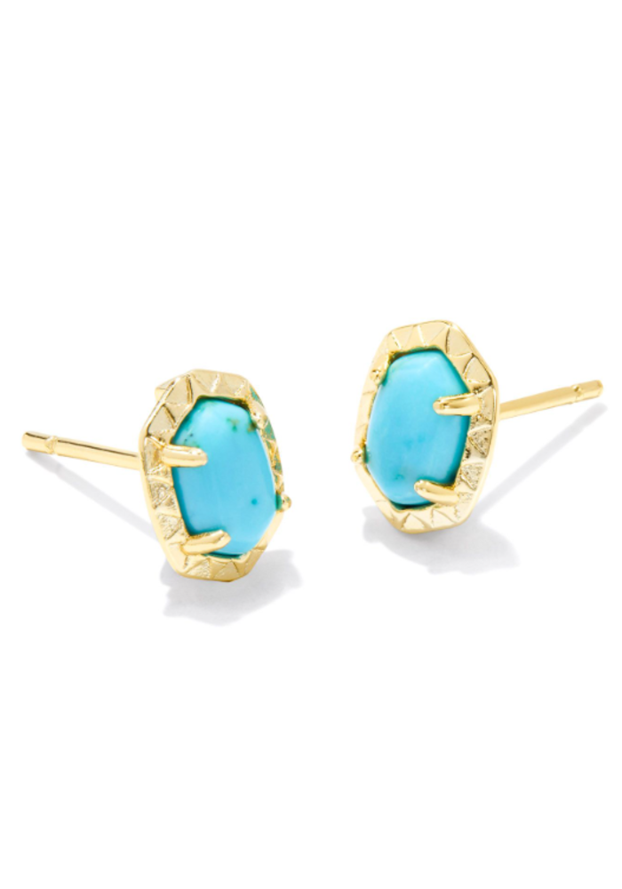 The Daphne Gold Stud Earrings in Variegate Turquoise Magnesite