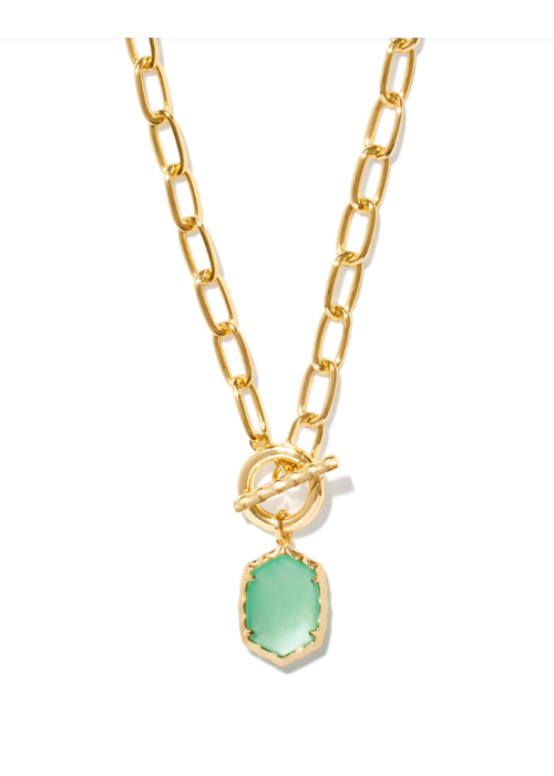 Kendra Scott The Daphne Gold Link Chain Necklace in Light Green Mother of Pearl