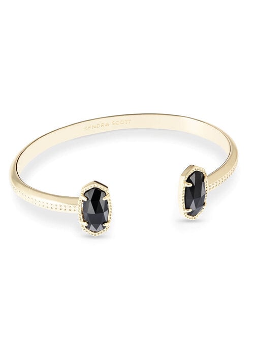Kendra Scott The Elton Gold Cuff Bracelet in Black Opaque Glass