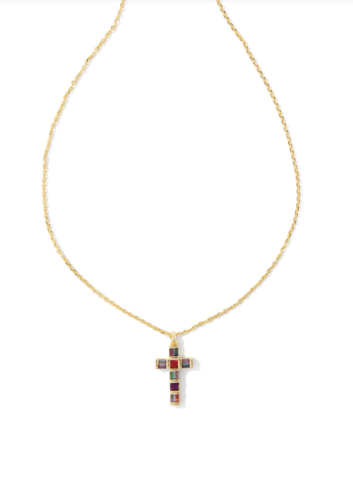 The Gracie Gold Cross Short Pendant Necklace in Multi Mix