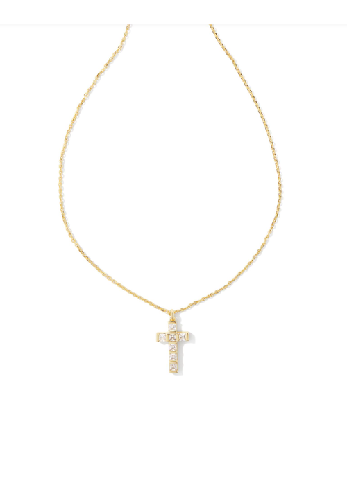 Kendra Scott The Gracie Cross Pendant in White Crystal