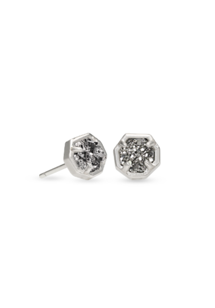 The Nola Silver Stud Earrings in Platinum Drusy