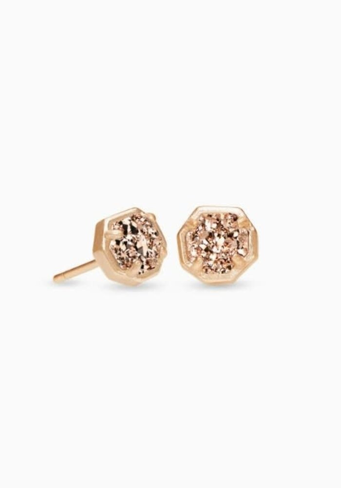 The Nola Rose Gold Stud Earrings in Rose Gold Drusy